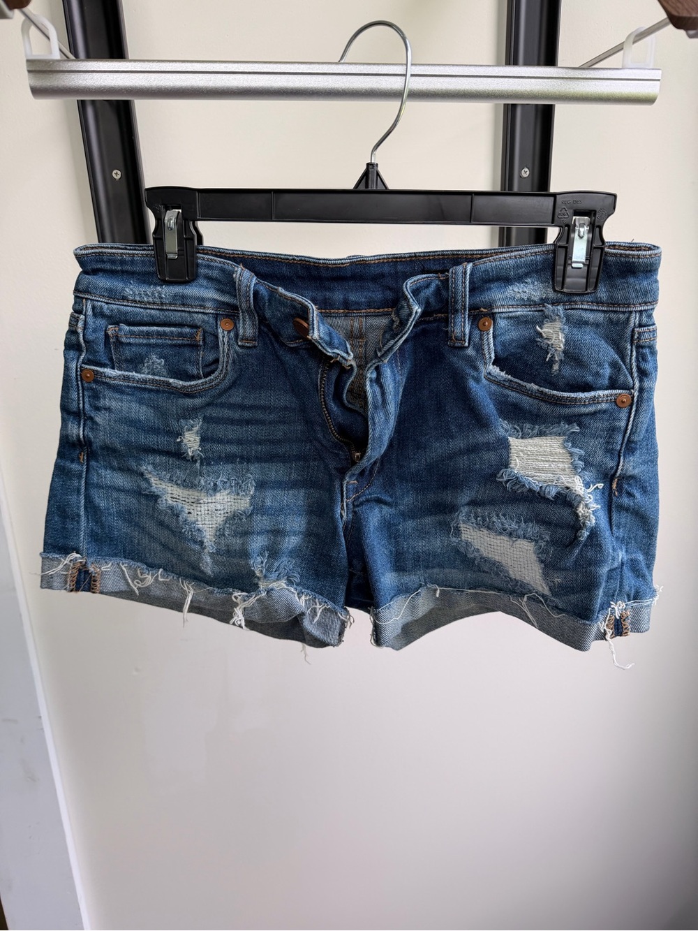 Blank NYC Distressed Dark Blue Denim Jean Shorts